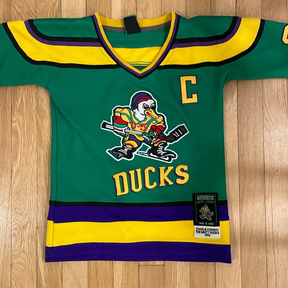 Kids Green Ducks Hockey Jersey